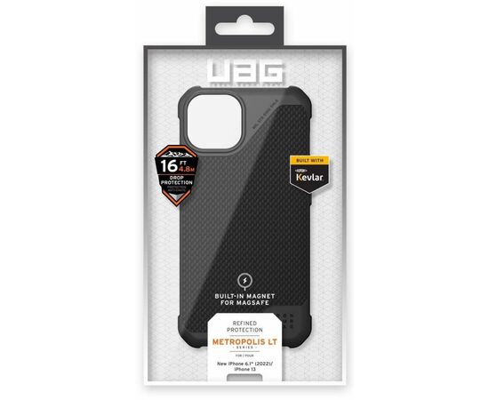 Чехол для моб. телефона Uag Apple iPhone 14 Metropolis LT Magsafe, Kevlar Black (114048113940), изображение 12