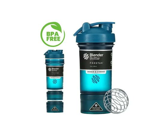 Шейкер спортивний BlenderBottle ProStak 22oz/650 мл з 2-ма контейнерами Синій (PS 22oz Navy)