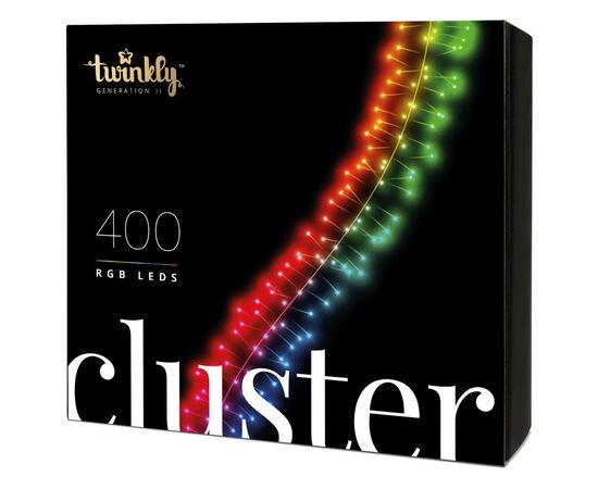 Гірлянда Twinkly Smart LED Cluster RGB, 400, BT+WiFi, Gen II, IP44 кабель чо (TWC400STP-BEU)