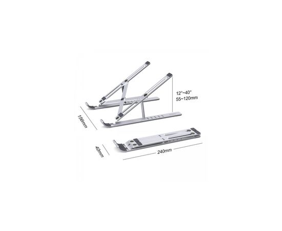 Подставка для ноутбука Choetech до 15", алюминий, компактная конструкция (H045-SL), изображение 3 Подставка для ноутбука Choetech до 15", алюминий, компактная конструкция (H045-SL), изображение 3