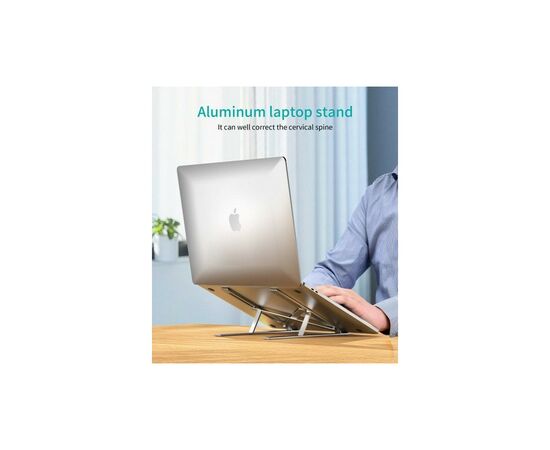 Подставка для ноутбука Choetech до 15", алюминий, компактная конструкция (H045-SL), изображение 8 Подставка для ноутбука Choetech до 15", алюминий, компактная конструкция (H045-SL), изображение 8