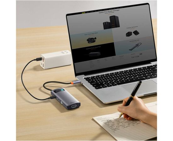 Порт-реплікатор Baseus 7-in-1 Metal Gleam Series Type-C to HDMI+USB+VGA+RJ45 Docking Station (WKWG040013), зображення 10 Порт-реплікатор Baseus 7-in-1 Metal Gleam Series Type-C to HDMI+USB+VGA+RJ45 Docking Station (WKWG040013), зображення 10
