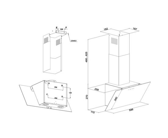 Вытяжка кухонная Eleyus CRISTAL 1000 LED 60 BL, изображение 12