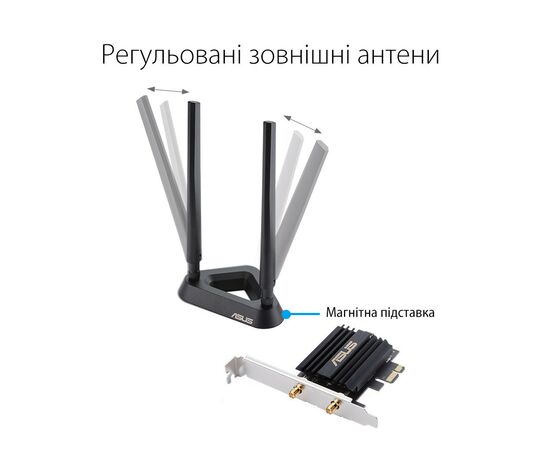 Мережева карта Wi-Fi ASUS PCE-AX58BT, зображення 11 Мережева карта Wi-Fi ASUS PCE-AX58BT, зображення 11