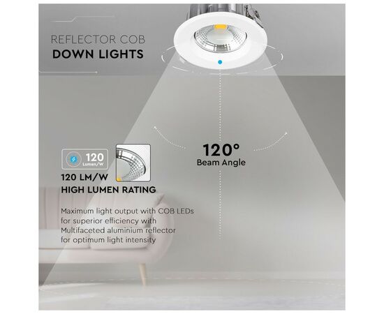 Світильник V-TAC LED 10W, SKU-1272, 230V, 6.4K, 1200Lm (3800157611947), зображення 8 Світильник V-TAC LED 10W, SKU-1272, 230V, 6.4K, 1200Lm (3800157611947), зображення 8