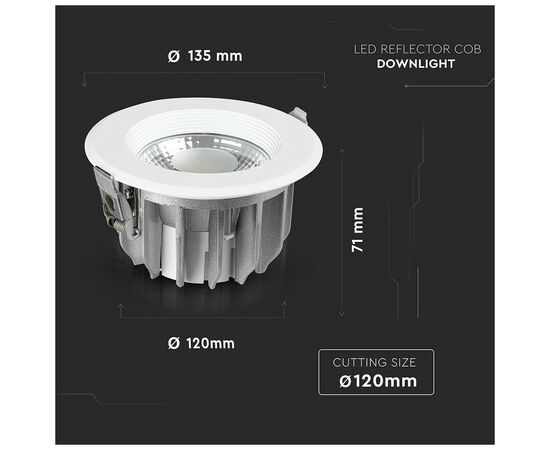 Світильник V-TAC LED 10W, SKU-1272, 230V, 6.4K, 1200Lm (3800157611947), зображення 9 Світильник V-TAC LED 10W, SKU-1272, 230V, 6.4K, 1200Lm (3800157611947), зображення 9