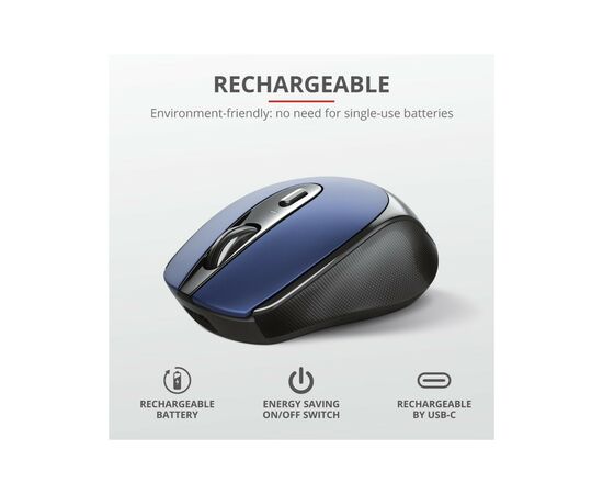 Мышка Trust Zaya Rechargeable Wireless Blue (24018), изображение 9 Мышка Trust Zaya Rechargeable Wireless Blue (24018), изображение 9