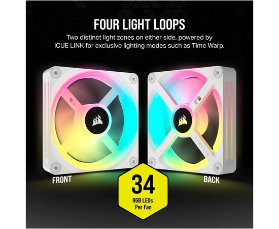 Кулер для корпуса Corsair iCUE Link QX120 RGB PWM White (CO-9051005-WW), изображение 12 Кулер для корпуса Corsair iCUE Link QX120 RGB PWM White (CO-9051005-WW), изображение 12