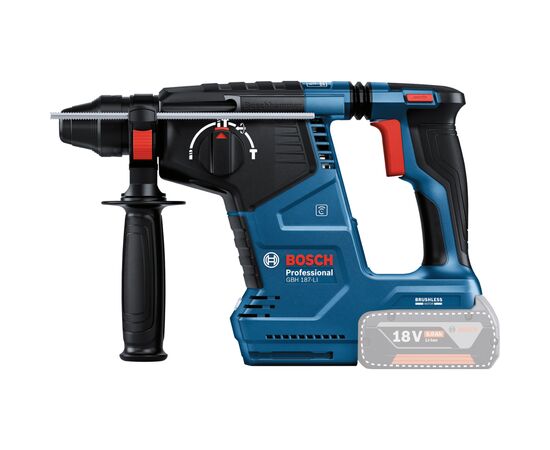 Перфоратор Bosch GBH 187-LI Professional 18 В, SDS-Plus, 2.4 Дж, 980 об/мин (без АКБ и ЗУ) (0.611.923.020), изображение 12 Перфоратор Bosch GBH 187-LI Professional 18 В, SDS-Plus, 2.4 Дж, 980 об/мин (без АКБ и ЗУ) (0.611.923.020), изображение 12