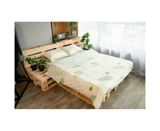 Постельное белье Ardesto Gloria сатин листья зеленый евро 200х220 (ART2022GY), изображение 3