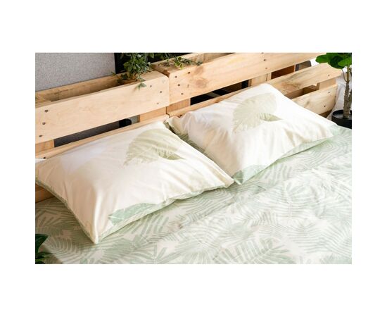 Постельное белье Ardesto Gloria сатин листья зеленый евро 200х220 (ART2022GY), изображение 4