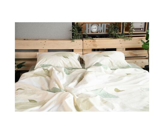 Постельное белье Ardesto Gloria сатин листья зеленый евро 200х220 (ART2022GY), изображение 7