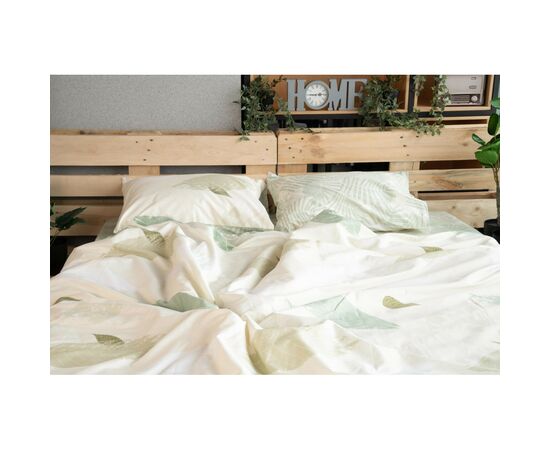 Постельное белье Ardesto Gloria сатин листья зеленый евро 200х220 (ART2022GY), изображение 8