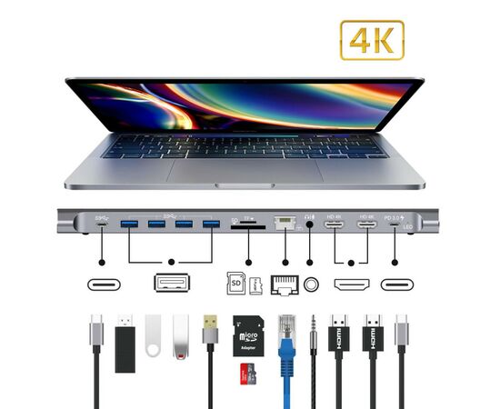 Концентратор XoKo USB-C 12 in 1 (XK-AС-1200), изображение 8 Концентратор XoKo USB-C 12 in 1 (XK-AС-1200), изображение 8
