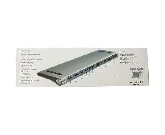 Порт-реплікатор Dynamode 11-in-1 USB-C to HDTV 4K/30Hz, VGA, 1хUSB3.0, RJ45, Type-C PD, Audio, SD/MicroSD (BYL-2003), зображення 11 Порт-реплікатор Dynamode 11-in-1 USB-C to HDTV 4K/30Hz, VGA, 1хUSB3.0, RJ45, Type-C PD, Audio, SD/MicroSD (BYL-2003), зображення 11