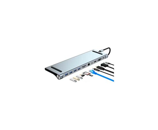 Порт-реплікатор Dynamode 11-in-1 USB-C to HDTV 4K/30Hz, VGA, 1хUSB3.0, RJ45, Type-C PD, Audio, SD/MicroSD (BYL-2003), зображення 3 Порт-реплікатор Dynamode 11-in-1 USB-C to HDTV 4K/30Hz, VGA, 1хUSB3.0, RJ45, Type-C PD, Audio, SD/MicroSD (BYL-2003), зображення 3