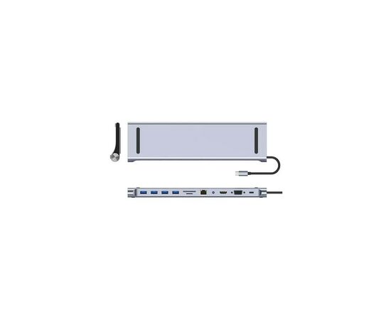 Порт-реплікатор Dynamode 11-in-1 USB-C to HDTV 4K/30Hz, VGA, 1хUSB3.0, RJ45, Type-C PD, Audio, SD/MicroSD (BYL-2003), зображення 4 Порт-реплікатор Dynamode 11-in-1 USB-C to HDTV 4K/30Hz, VGA, 1хUSB3.0, RJ45, Type-C PD, Audio, SD/MicroSD (BYL-2003), зображення 4