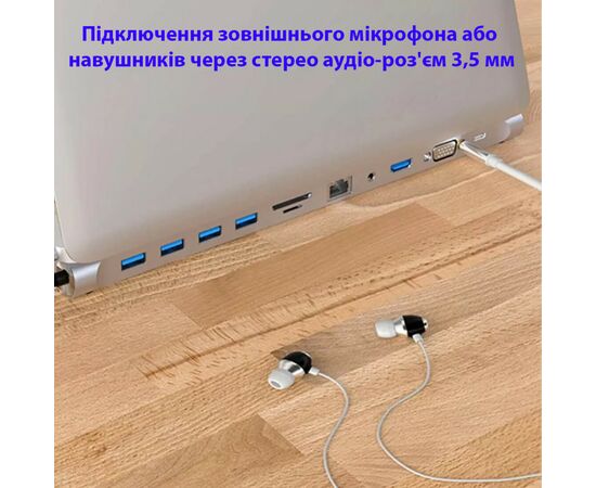 Порт-реплікатор Dynamode 11-in-1 USB-C to HDTV 4K/30Hz, VGA, 1хUSB3.0, RJ45, Type-C PD, Audio, SD/MicroSD (BYL-2003), зображення 9 Порт-реплікатор Dynamode 11-in-1 USB-C to HDTV 4K/30Hz, VGA, 1хUSB3.0, RJ45, Type-C PD, Audio, SD/MicroSD (BYL-2003), зображення 9