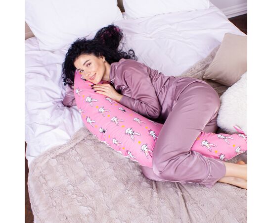 Подушка MirSon для беременных и кормления №8329 Print Line 17-0528 Bunnies pink Бязь 30х170х20 см (2200006200543), изображение 4