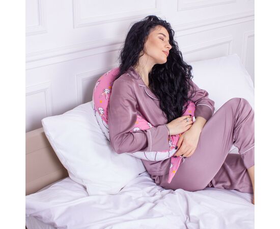 Подушка MirSon для беременных и кормления №8329 Print Line 17-0528 Bunnies pink Бязь 30х170х20 см (2200006200543), изображение 5