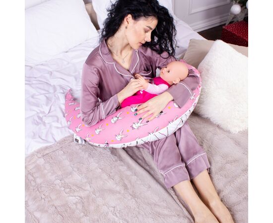 Подушка MirSon для беременных и кормления №8329 Print Line 17-0528 Bunnies pink Бязь 30х170х20 см (2200006200543), изображение 6