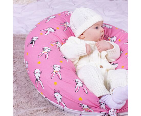 Подушка MirSon для беременных и кормления №8329 Print Line 17-0528 Bunnies pink Бязь 30х170х20 см (2200006200543), изображение 8