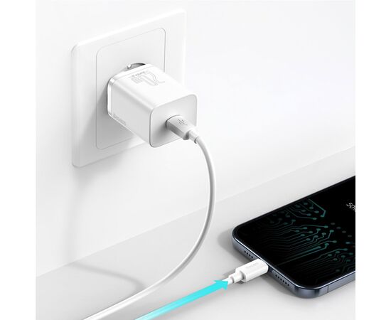 Зарядний пристрій Baseus Super Si 1C 20W With Simple Wisdom Data Cable Type-C/iP White (TZCCSUP-B02), зображення 10 Зарядний пристрій Baseus Super Si 1C 20W With Simple Wisdom Data Cable Type-C/iP White (TZCCSUP-B02), зображення 10