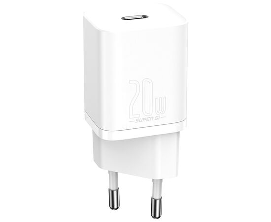 Зарядний пристрій Baseus Super Si 1C 20W With Simple Wisdom Data Cable Type-C/iP White (TZCCSUP-B02)