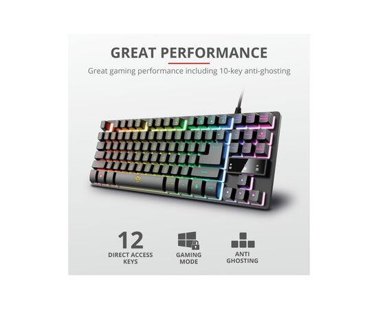 Клавіатура Trust GXT 833 Thado TKL USB Black (23724), зображення 10 Клавіатура Trust GXT 833 Thado TKL USB Black (23724), зображення 10