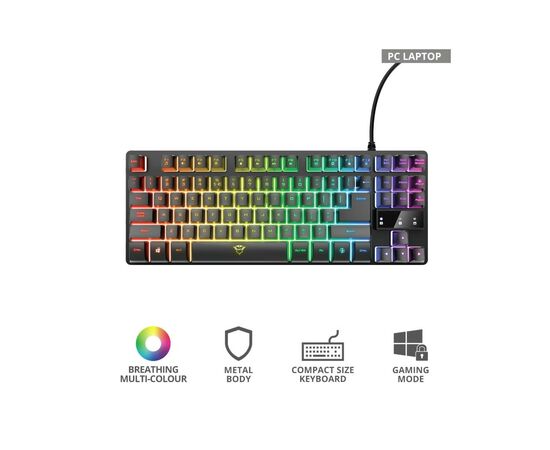 Клавіатура Trust GXT 833 Thado TKL USB Black (23724), зображення 11 Клавіатура Trust GXT 833 Thado TKL USB Black (23724), зображення 11