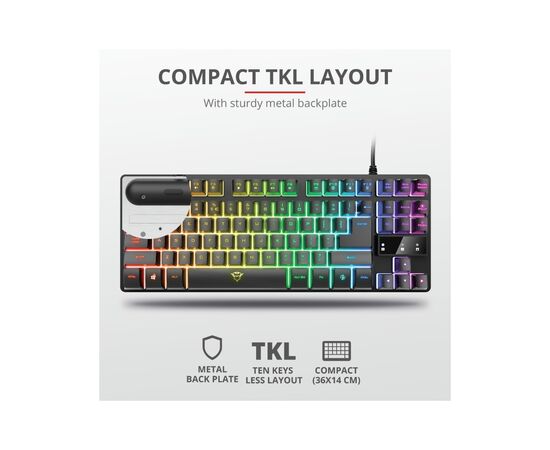 Клавіатура Trust GXT 833 Thado TKL USB Black (23724), зображення 7 Клавіатура Trust GXT 833 Thado TKL USB Black (23724), зображення 7