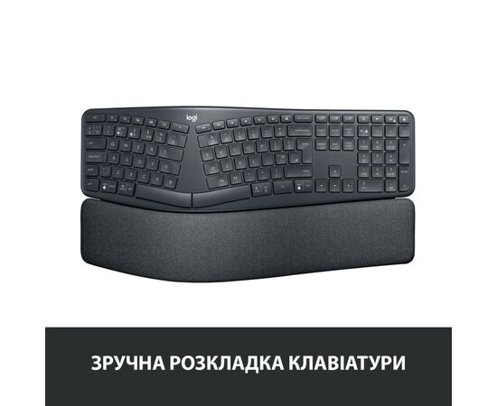 Клавиатура Logitech ERGO K860 Bluetooth/Wireless UA Black (920-010108), изображение 2 Клавиатура Logitech ERGO K860 Bluetooth/Wireless UA Black (920-010108), изображение 2