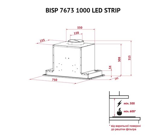 Витяжка кухонна Perfelli BISP 7673 WH 1000 LED Strip, зображення 11 Витяжка кухонна Perfelli BISP 7673 WH 1000 LED Strip, зображення 11