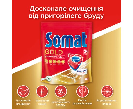 Таблетки для посудомоечных машин Somat Gold 72 шт (9000101321036), изображение 4 Таблетки для посудомоечных машин Somat Gold 72 шт (9000101321036), изображение 4