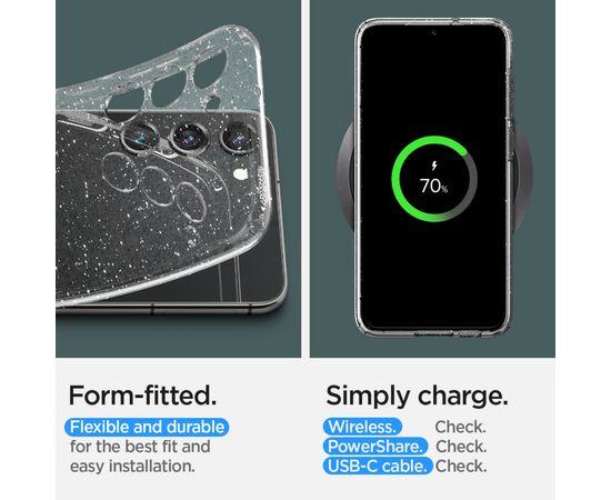 Чехол для моб. телефона Spigen Samsung Galaxy S23 Liquid Crystal Glitter, Crystal Quartz (ACS05710), изображение 3 Чехол для моб. телефона Spigen Samsung Galaxy S23 Liquid Crystal Glitter, Crystal Quartz (ACS05710), изображение 3