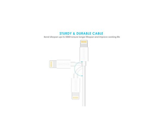 Дата кабель USB 2.0 AM to Lightning 1.8m 2.1A MFI White Choetech (IP0027-WH), изображение 3 Дата кабель USB 2.0 AM to Lightning 1.8m 2.1A MFI White Choetech (IP0027-WH), изображение 3