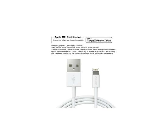 Дата кабель USB 2.0 AM to Lightning 1.8m 2.1A MFI White Choetech (IP0027-WH), изображение 6 Дата кабель USB 2.0 AM to Lightning 1.8m 2.1A MFI White Choetech (IP0027-WH), изображение 6