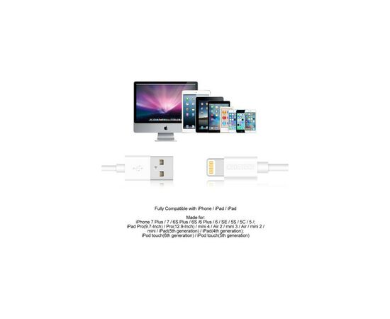Дата кабель USB 2.0 AM to Lightning 1.8m 2.1A MFI White Choetech (IP0027-WH), изображение 7 Дата кабель USB 2.0 AM to Lightning 1.8m 2.1A MFI White Choetech (IP0027-WH), изображение 7