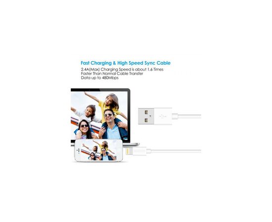 Дата кабель USB 2.0 AM to Lightning 1.8m 2.1A MFI White Choetech (IP0027-WH), изображение 9 Дата кабель USB 2.0 AM to Lightning 1.8m 2.1A MFI White Choetech (IP0027-WH), изображение 9