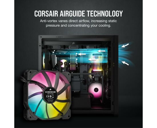 Кулер для корпуса Corsair SP120 RGB ELITE (CO-9050109-WW), изображение 10 Кулер для корпуса Corsair SP120 RGB ELITE (CO-9050109-WW), изображение 10