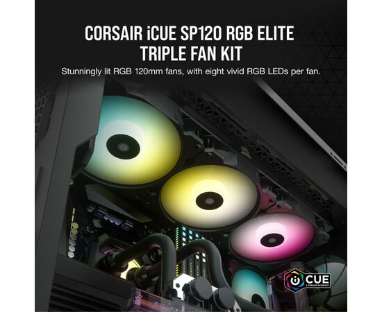Кулер для корпуса Corsair SP120 RGB ELITE (CO-9050109-WW), изображение 9 Кулер для корпуса Corsair SP120 RGB ELITE (CO-9050109-WW), изображение 9