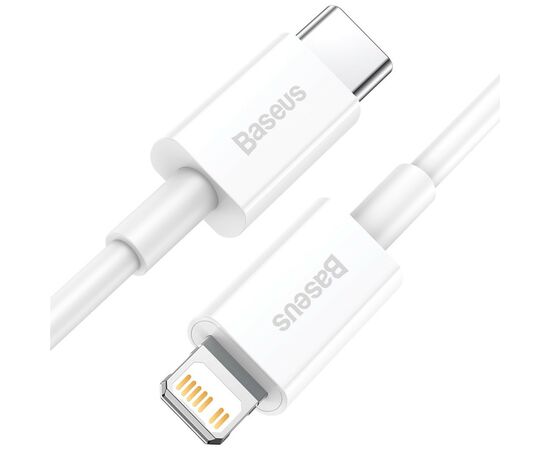 Дата кабель USB-C to Lightning 1.0m 20W Superior Series White Baseus (CATLYS-A02), изображение 2 Дата кабель USB-C to Lightning 1.0m 20W Superior Series White Baseus (CATLYS-A02), изображение 2