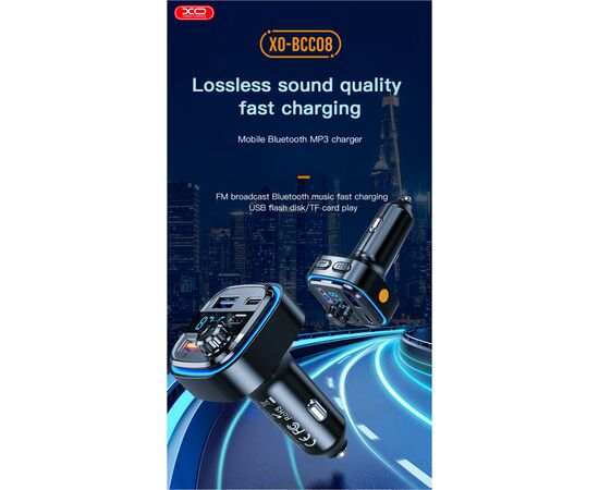 FM модулятор XO BCC08 автомобільний зарядний пристрій MP3/PD/2USB/3,1A Чорни (XO-BCC08), изображение 7 FM модулятор XO BCC08 автомобільний зарядний пристрій MP3/PD/2USB/3,1A Чорни (XO-BCC08), изображение 7