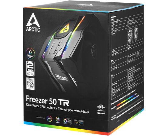 Кулер для процессора Arctic Freezer 50 TR A-RGB 2ХFAN (ACFRE00055A), изображение 10 Кулер для процессора Arctic Freezer 50 TR A-RGB 2ХFAN (ACFRE00055A), изображение 10