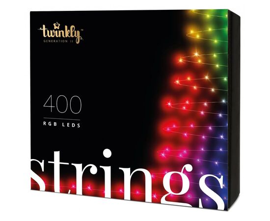 Гірлянда Twinkly Smart LED Strings RGB 400, BT+WiFi, Gen II, IP44 кабель чор (TWS400STP-BEU)