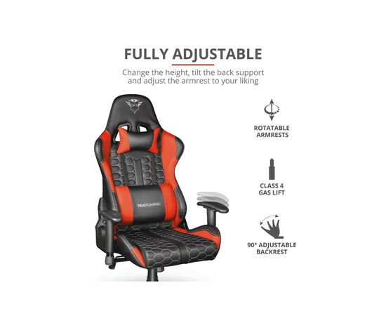 Кресло игровое Trust GXT 708R Resto Red (24217), изображение 8 Кресло игровое Trust GXT 708R Resto Red (24217), изображение 8