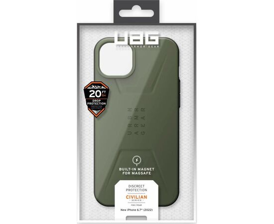 Чехол для моб. телефона Uag Apple iPhone 14 Plus Civilian Magsafe, Olive (114037117272), изображение 12 Чехол для моб. телефона Uag Apple iPhone 14 Plus Civilian Magsafe, Olive (114037117272), изображение 12