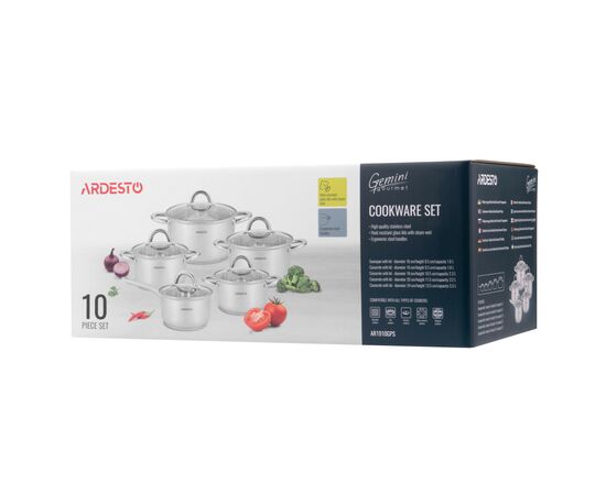 Набор посуды Ardesto Gemini Gourmet Andria 10 пред (AR1910GPS), изображение 2 Набор посуды Ardesto Gemini Gourmet Andria 10 пред (AR1910GPS), изображение 2