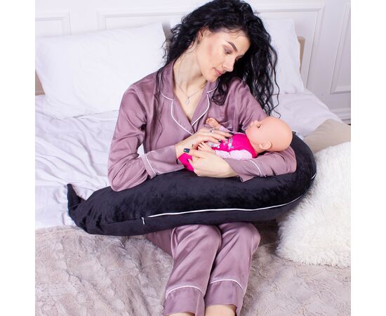 Подушка MirSon для беременных и кормления №8305 Velvet Line 28-0007 Black Велюр 30х170х20 см (2200006200307), изображение 5 Подушка MirSon для беременных и кормления №8305 Velvet Line 28-0007 Black Велюр 30х170х20 см (2200006200307), изображение 5