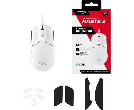 Мышка HyperX Pulsefire Haste 2 USB White (6N0A8AA), изображение 8 Мышка HyperX Pulsefire Haste 2 USB White (6N0A8AA), изображение 8